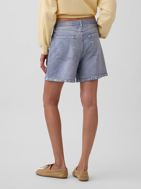 5" Mid Rise Printed Knit Denim Easy Shorts