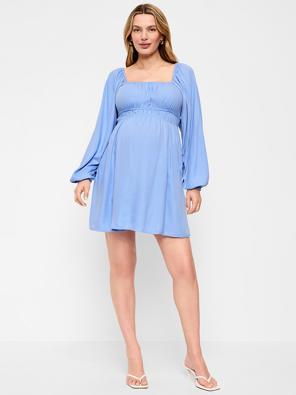 Maternity Long-Sleeve Fit & Flare Dress