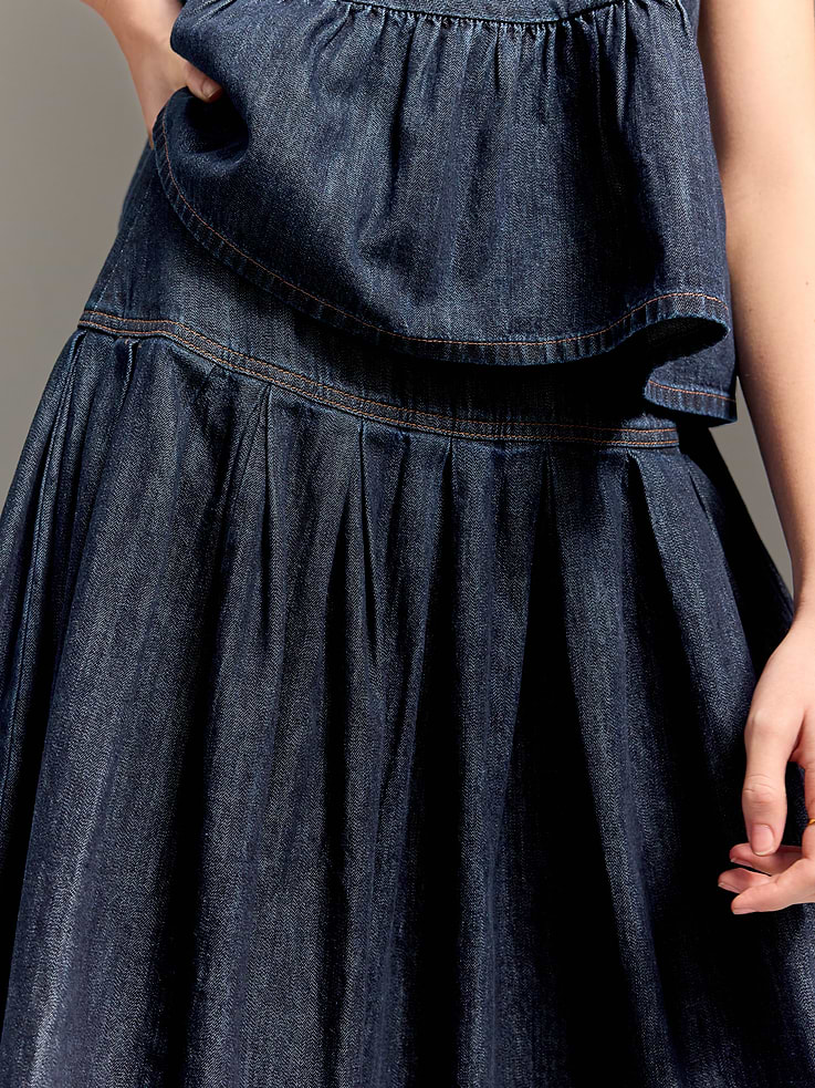 L'image numéro 5 présente Jupe mi-longue à taille tombante en denim Old Navy x Christopher John Rogers