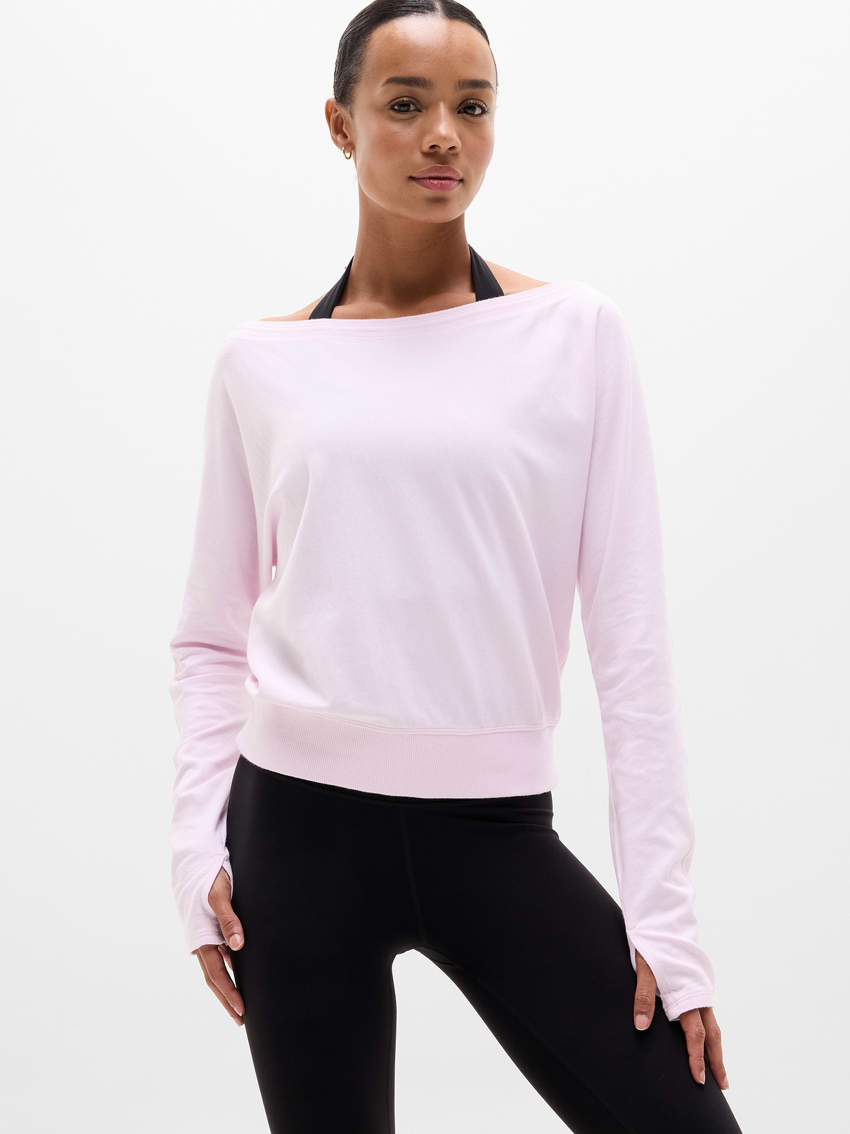 Airy Cotton Terry Boat Neck Sweatshirt