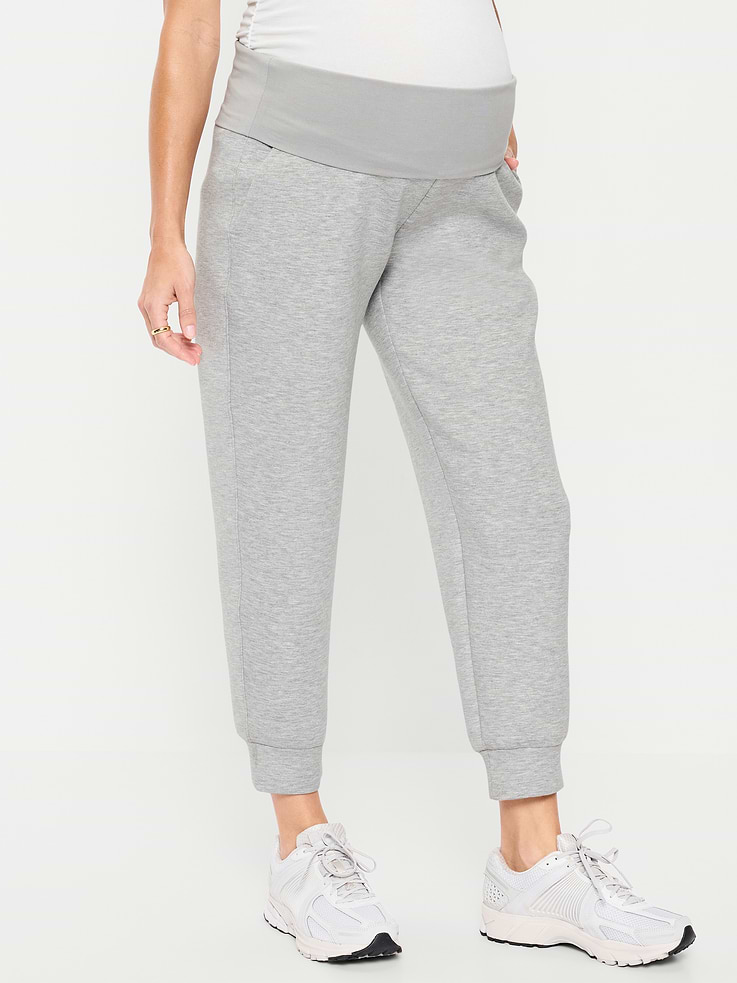 L'image numéro 1 présente Pantalon de jogging en molleton raffiné à taille rabattable de maternité