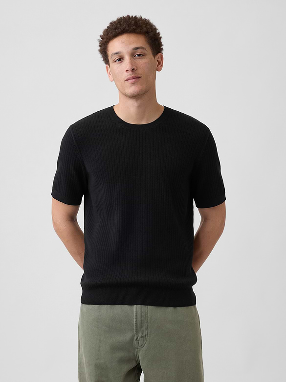Ribbed Crewneck Sweater T-Shirt