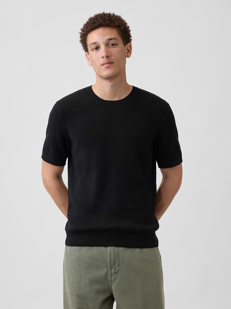 Image number 1 showing, Ribbed Crewneck Sweater T-Shirt