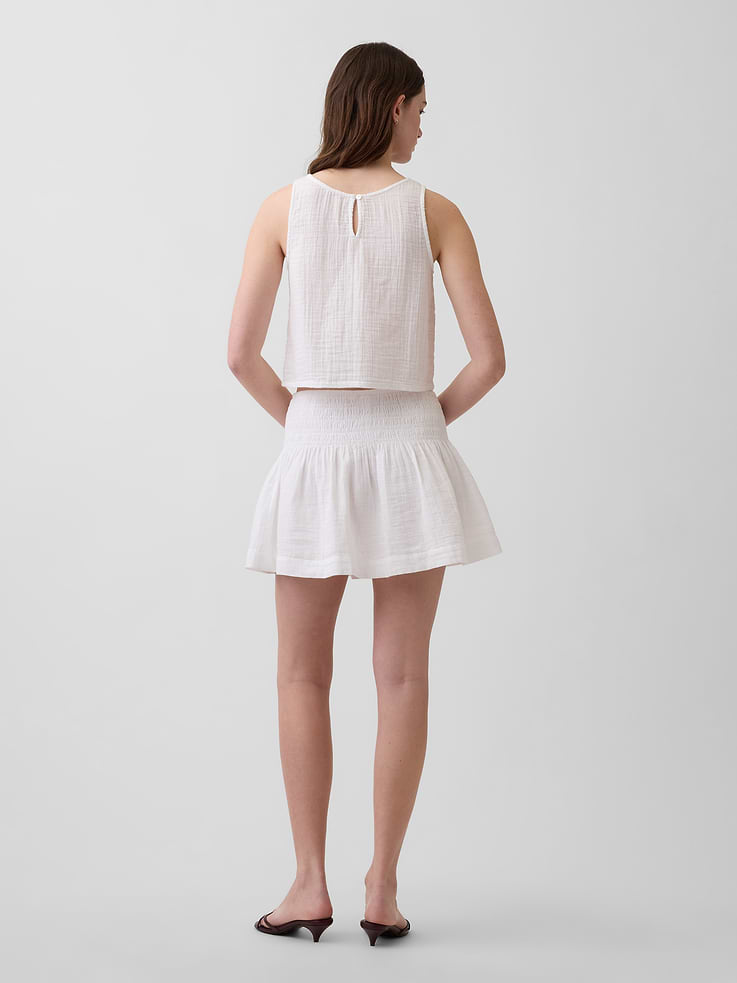 Image number 2 showing, Cotton Gauze Smocked-Waist Mini Skort