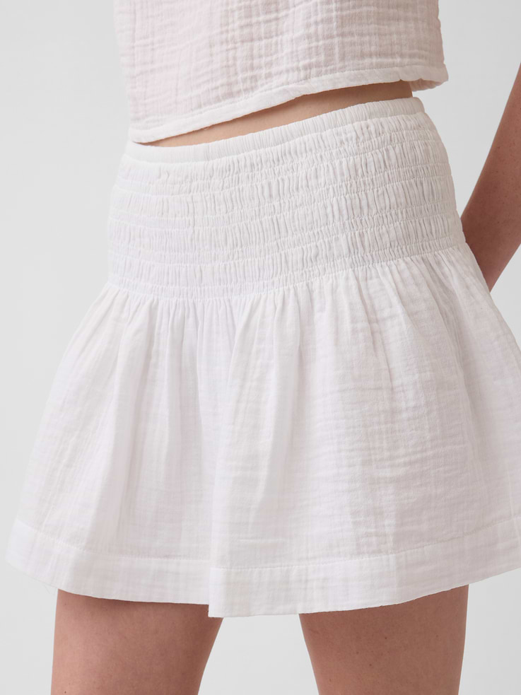 Image number 4 showing, Cotton Gauze Smocked-Waist Mini Skort