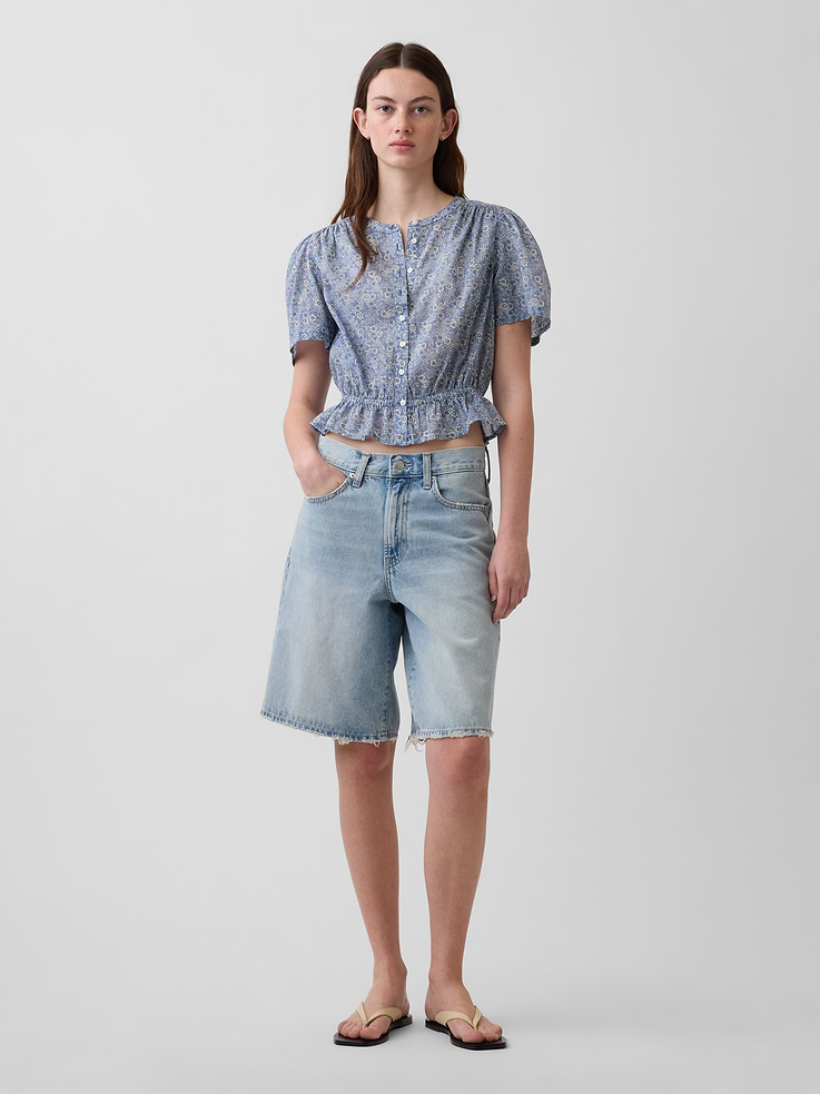Image number 2 showing, Button-Front Crop Peplum Top