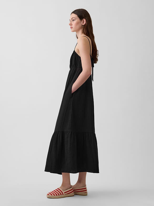 Cotton Gauze Tiered Empire Waist Dress