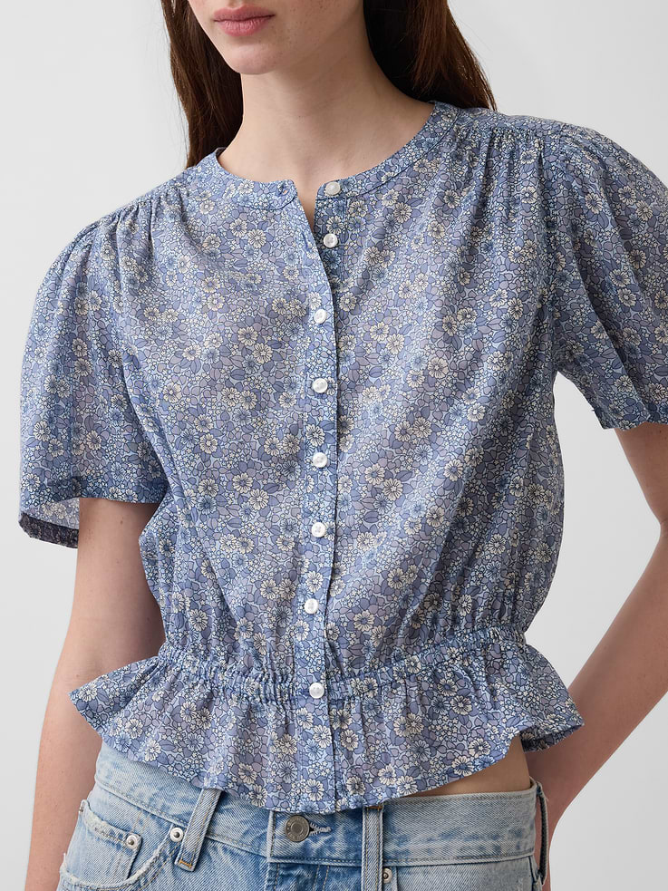 Image number 4 showing, Button-Front Crop Peplum Top