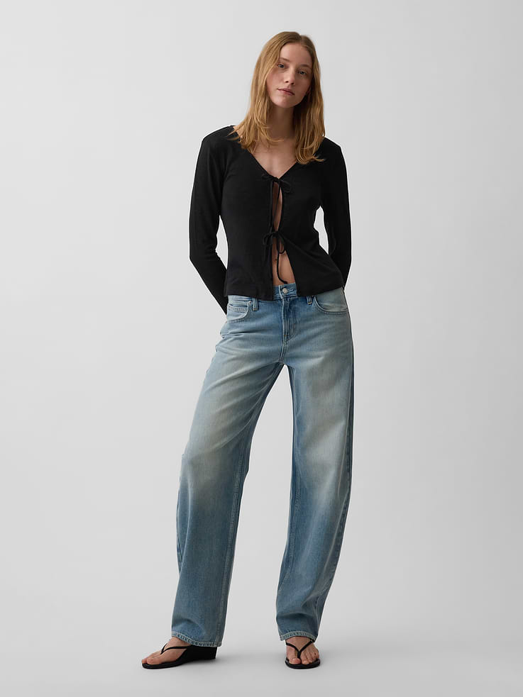 Image number 2 showing, Linen-Blend Tie-Front Cardigan