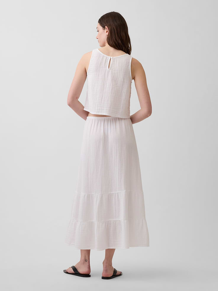 Image number 2 showing, Cotton Gauze Tiered Easy Maxi Skirt