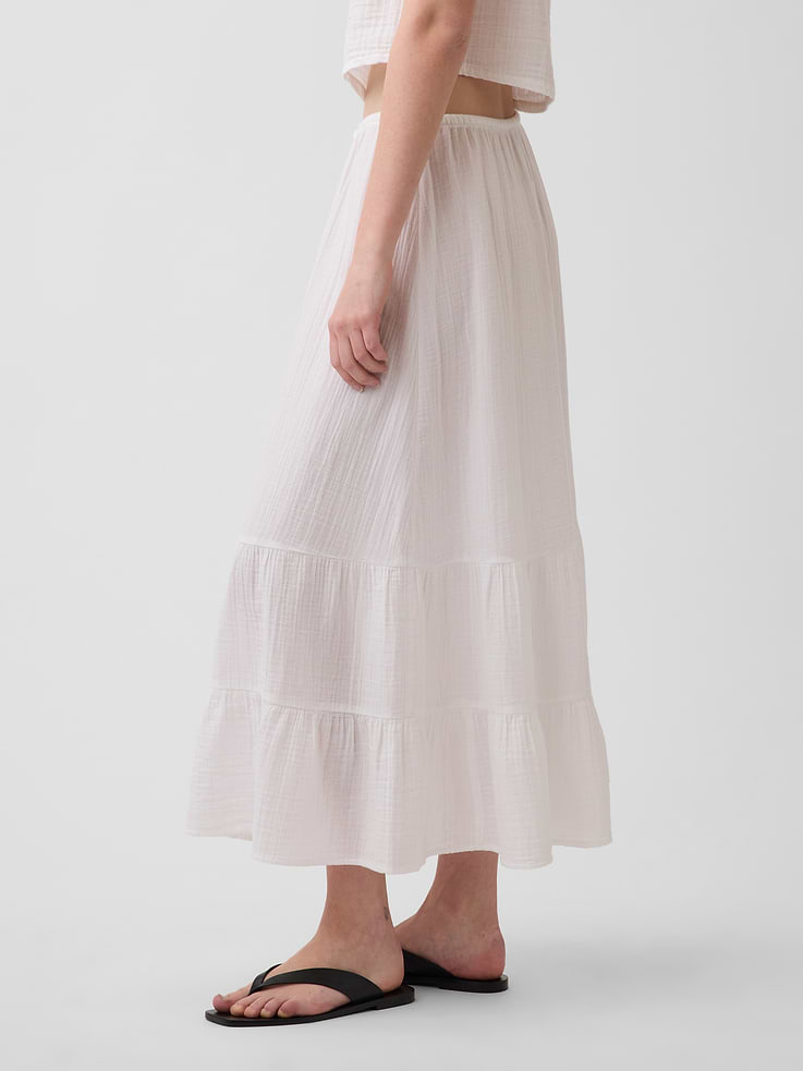 Image number 3 showing, Cotton Gauze Tiered Easy Maxi Skirt