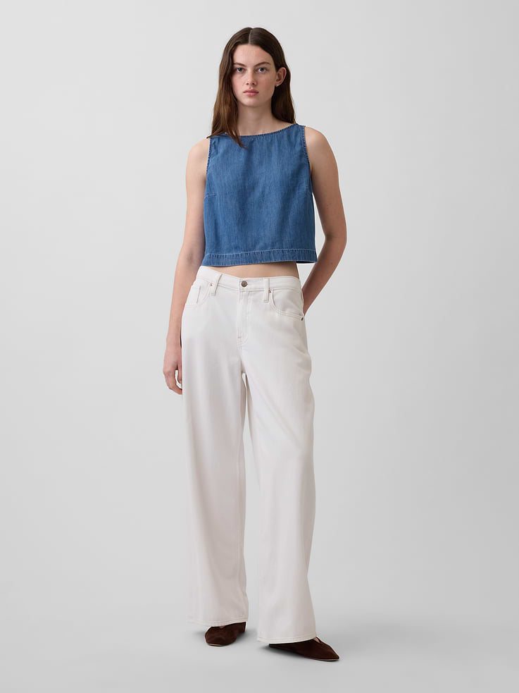 Image number 2 showing, Denim Crop Shell Tank Top