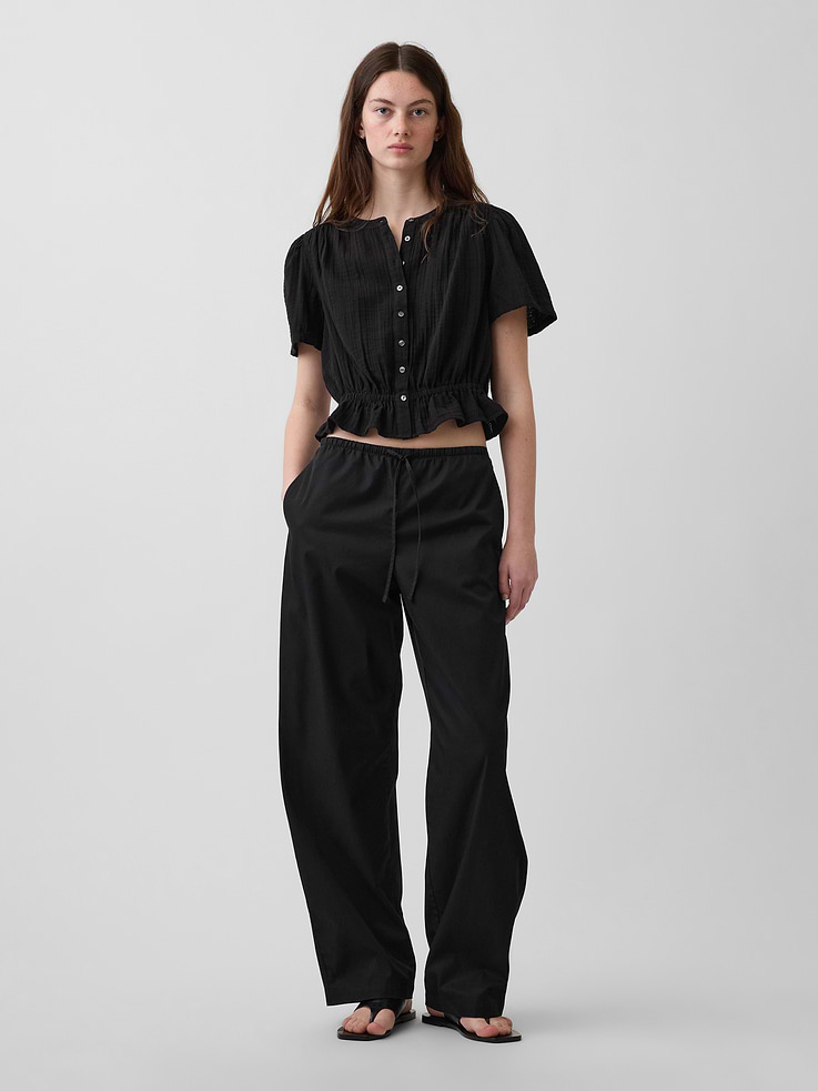 Image number 2 showing, Cotton Gauze Crop Peplum Top