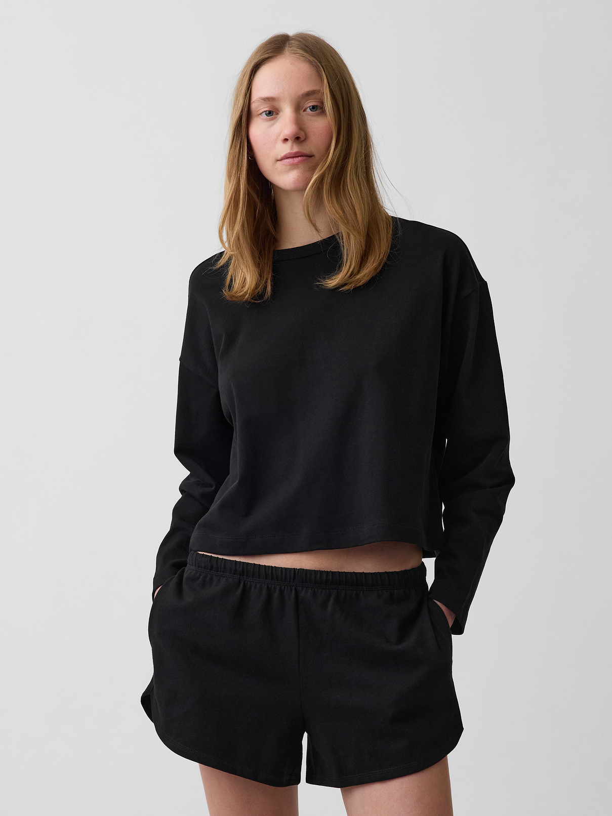 Knit Oversized Crop T-Shirt