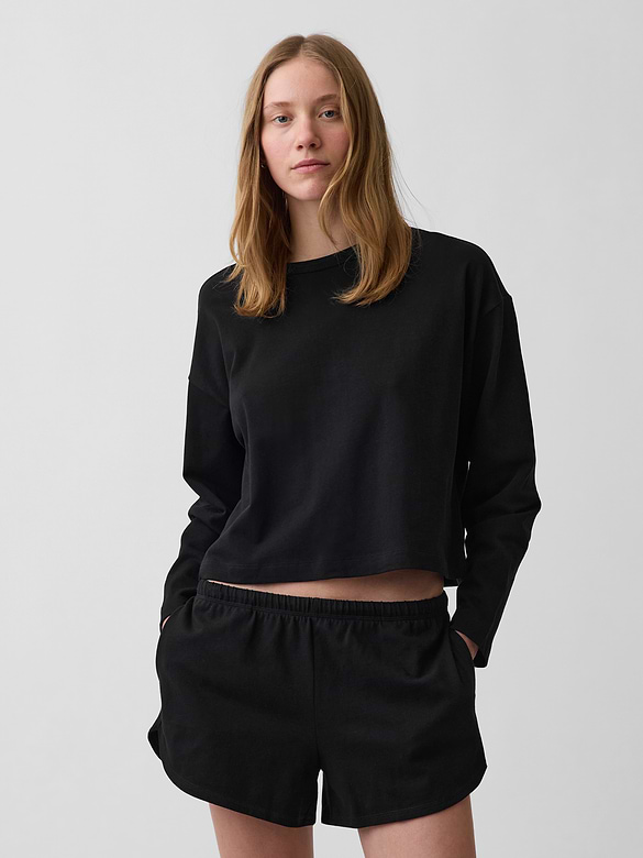 Knit Oversized Crop T-Shirt