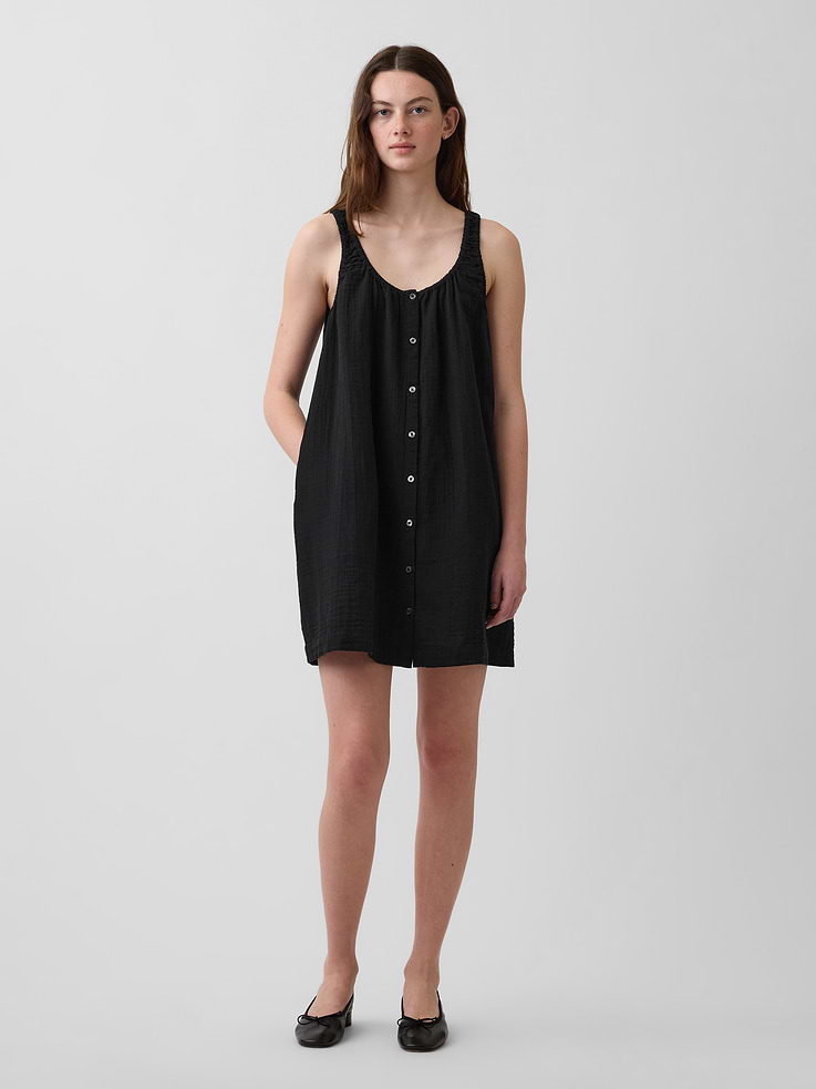 Image number 1 showing, Button-Front Mini Dress