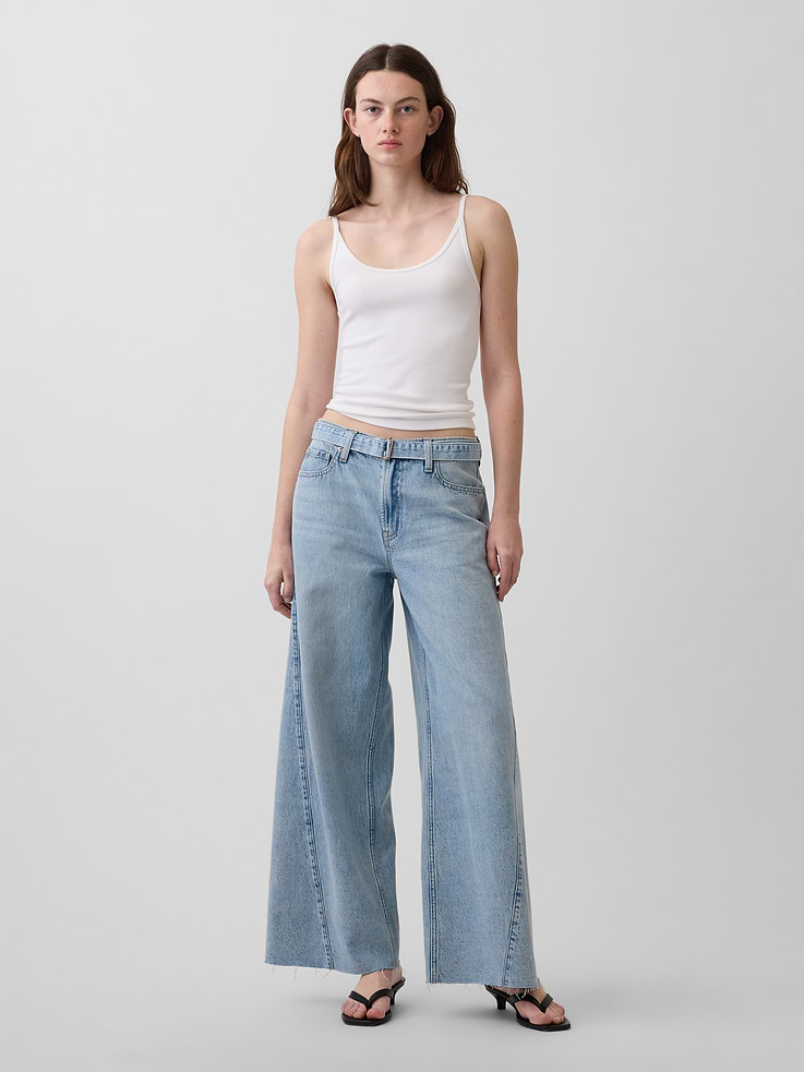 Image number 1 showing, Mid Rise Belted Baggy Jeans