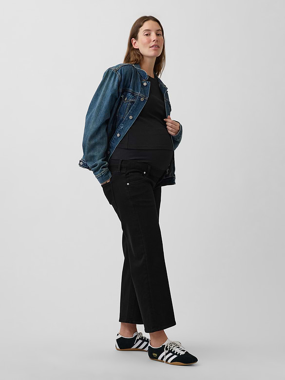 Maternity Full-Panel Stride Wide-Leg Ankle Jeans