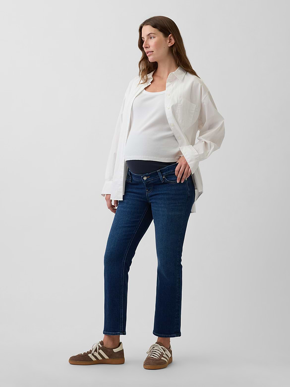 Maternity Full-Panel '90s Slim Straight Crop Jeans
