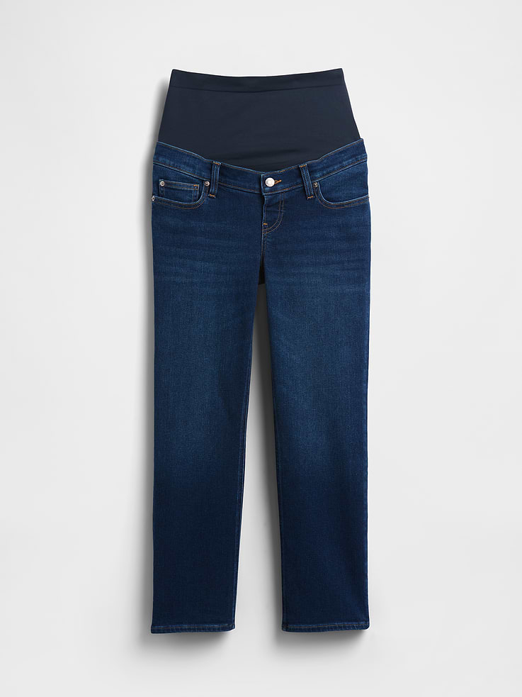 Image number 5 showing, Maternity Full-Panel '90s Slim Straight Crop Jeans