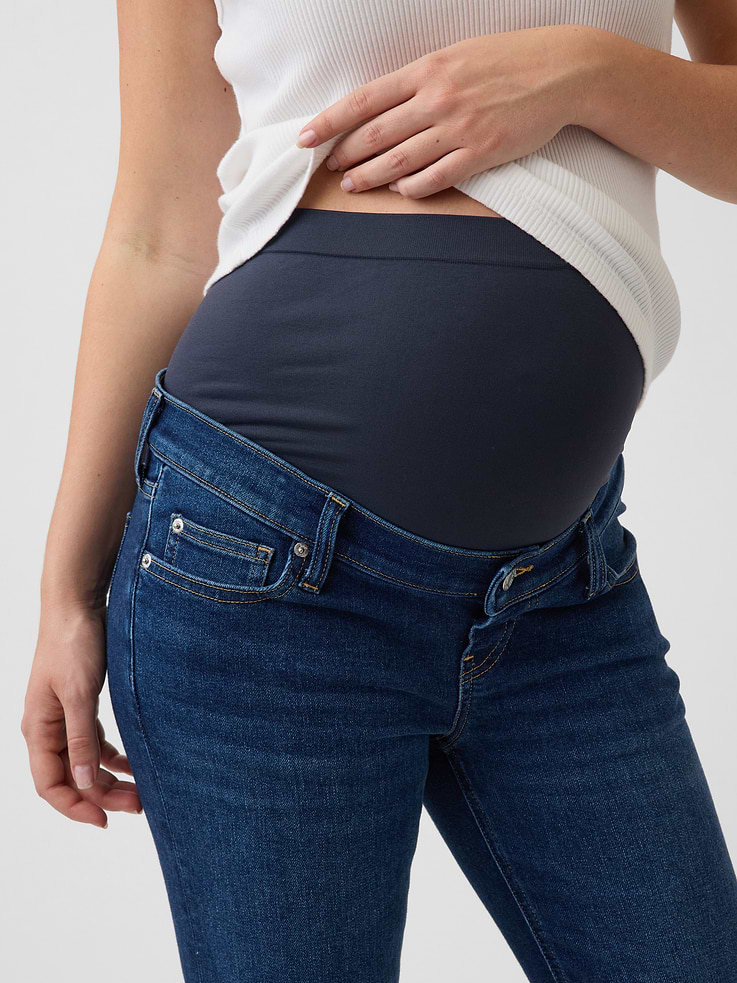 Image number 4 showing, Maternity Full-Panel '90s Slim Straight Crop Jeans