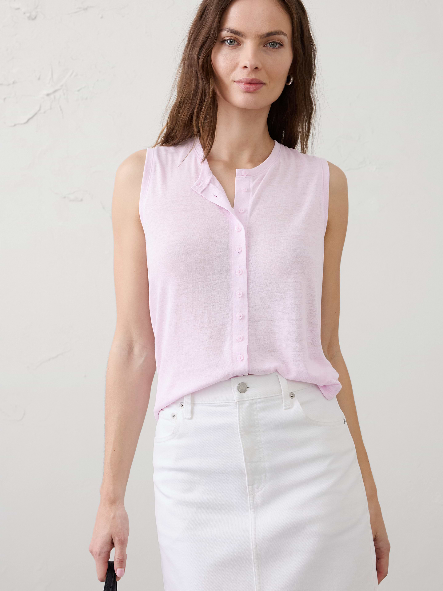 Image number 1 showing, Linen-Blend Tank