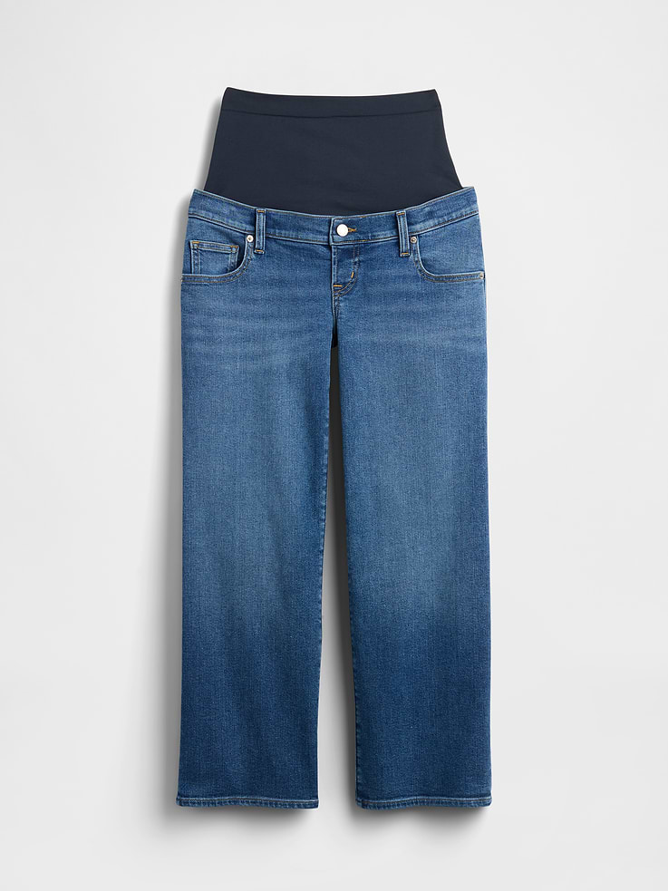 Image number 5 showing, Maternity Full-Panel Stride Wide-Leg Ankle Jeans
