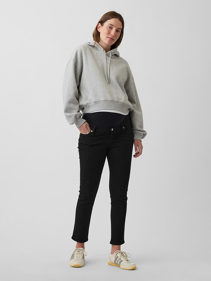 Image number 1 showing, Maternity Full-Panel Slim Ankle Jeans