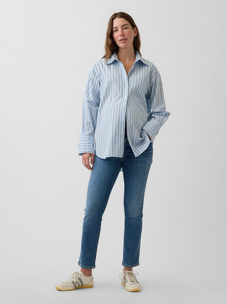 Image number 1 showing, Maternity Full-Panel Slim Ankle Jeans