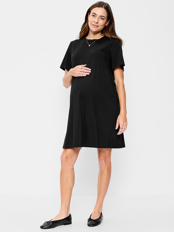 Maternity Vintage Crew-Neck Mini T-Shirt Dress