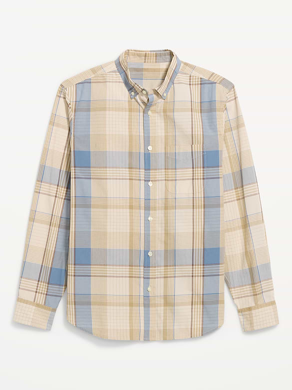 Chemise passe-partout coupe classique en popeline à carreaux