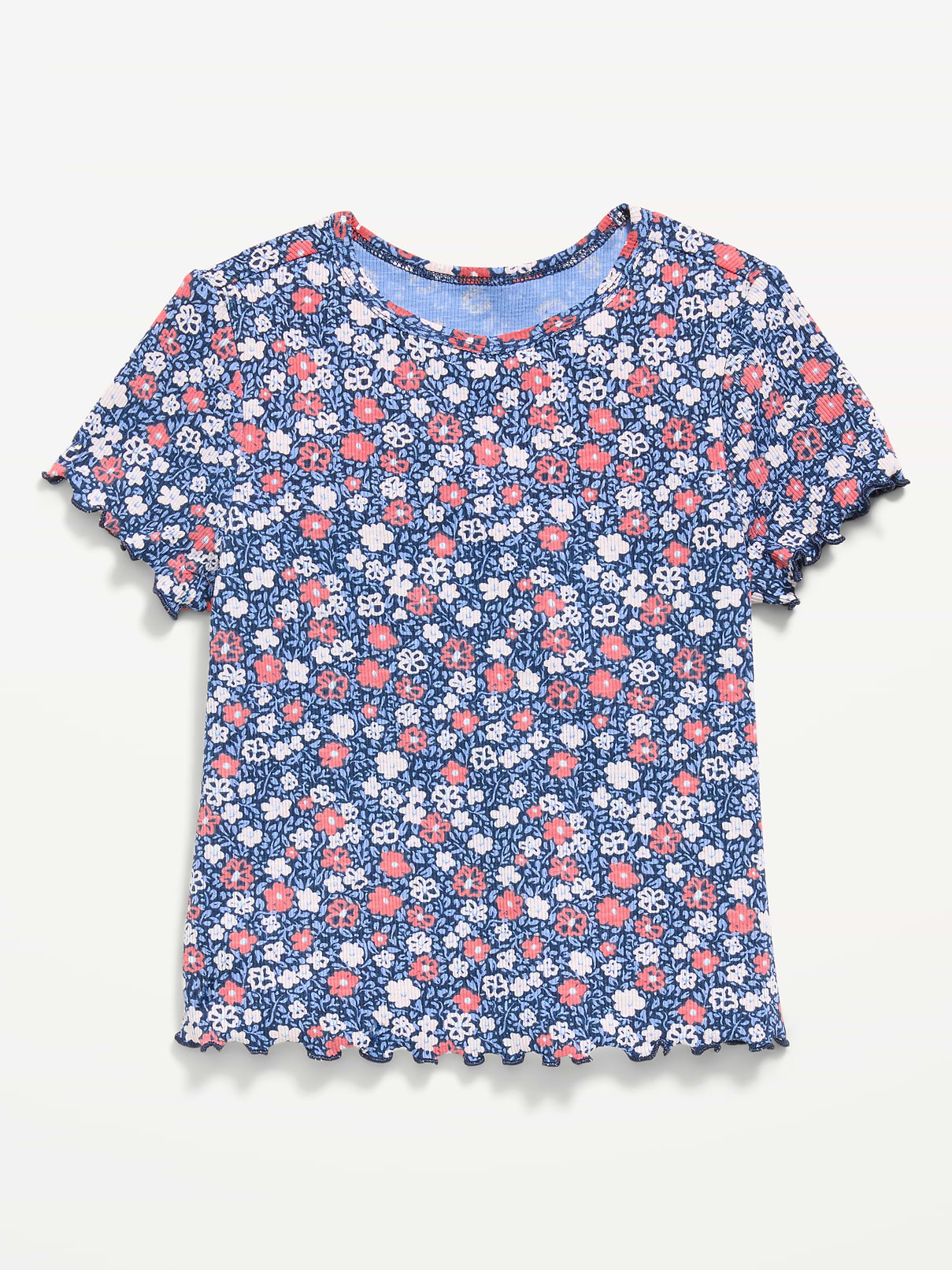 Image number 1 showing, Printed Short-Sleeve Ribbed T-Shirt for Toddler Girls