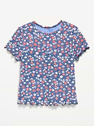 Image number 1 showing, Printed Short-Sleeve Ribbed T-Shirt for Toddler Girls