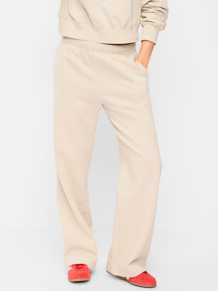 Image number 3 showing, High-Waisted Fleece Wide-Leg Sweatpants