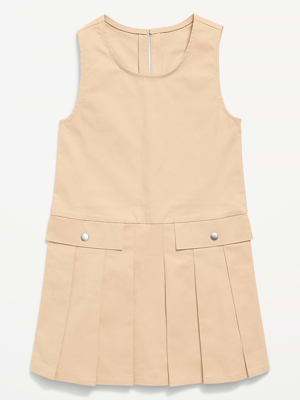 School Uniform Sleeveless Twill Dress for Girls