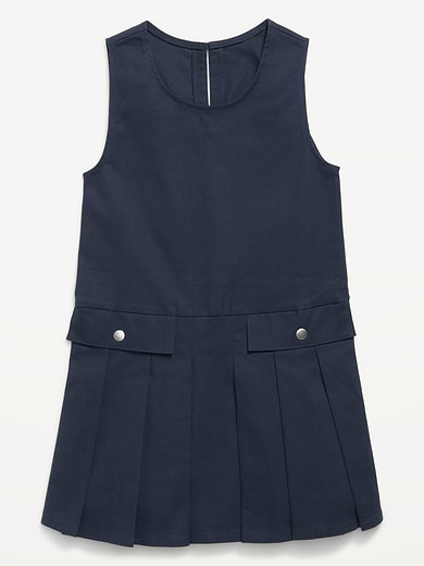 Image number 3 showing, School Uniform Sleeveless Twill Dress for Girls