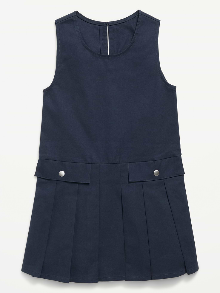 Image 3 of 4, School Uniform Sleeveless Twill Dress for Girls