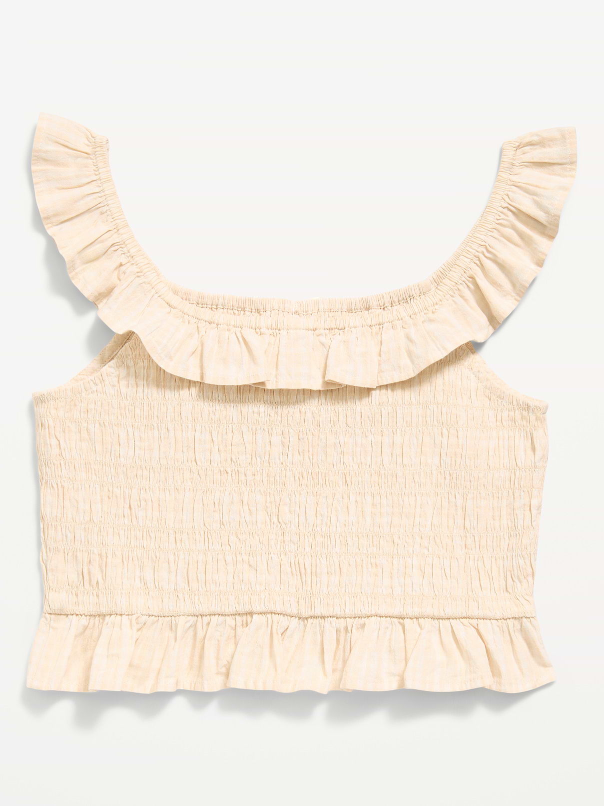 Image number 3 showing, Sleeveless Fitted Ruffled Smocked Top for Girls