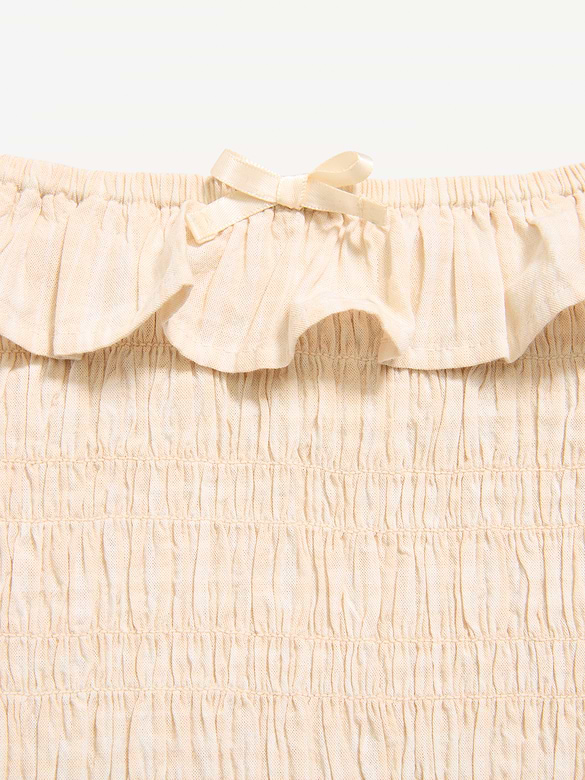 Sleeveless Fitted Ruffled Smocked Top for Girls