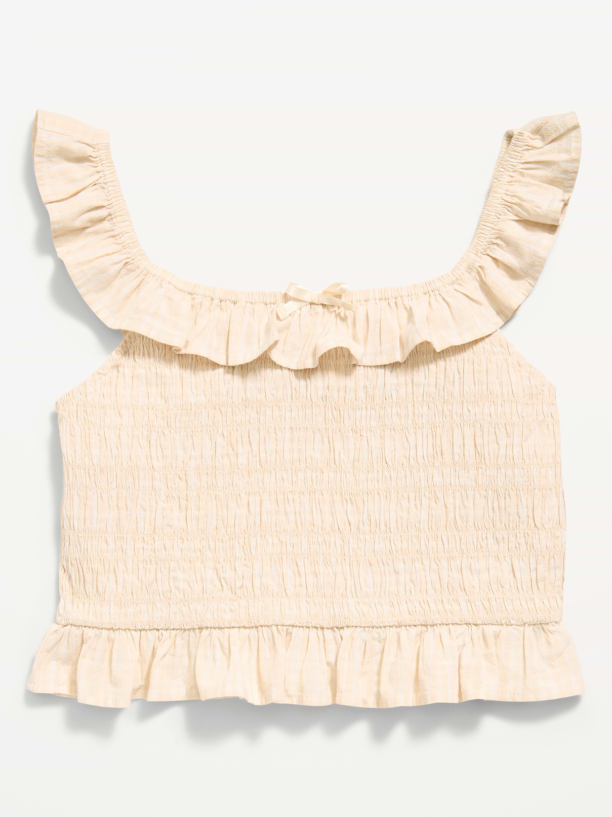 Image number 2 showing, Sleeveless Fitted Ruffled Smocked Top for Girls