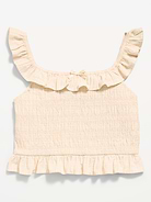 Image number 2 showing, Sleeveless Fitted Ruffled Smocked Top for Girls