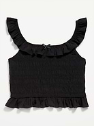 Image number 2 showing, Sleeveless Fitted Ruffled Smocked Top for Girls