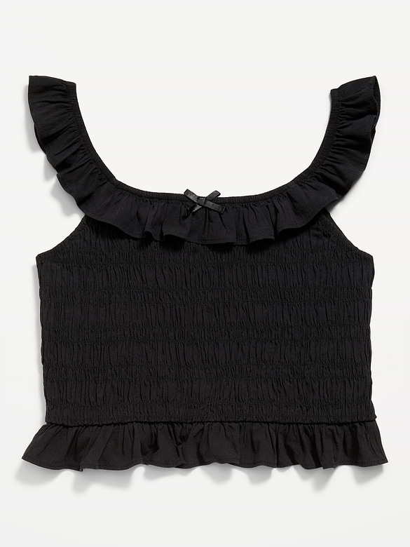 Sleeveless Fitted Ruffled Smocked Top for Girls