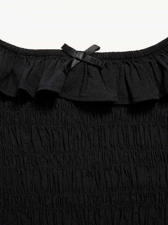Sleeveless Fitted Ruffled Smocked Top for Girls