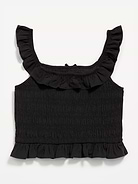 Image number 3 showing, Sleeveless Fitted Ruffled Smocked Top for Girls