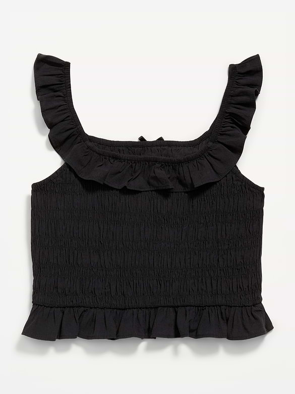 Sleeveless Fitted Ruffled Smocked Top for Girls