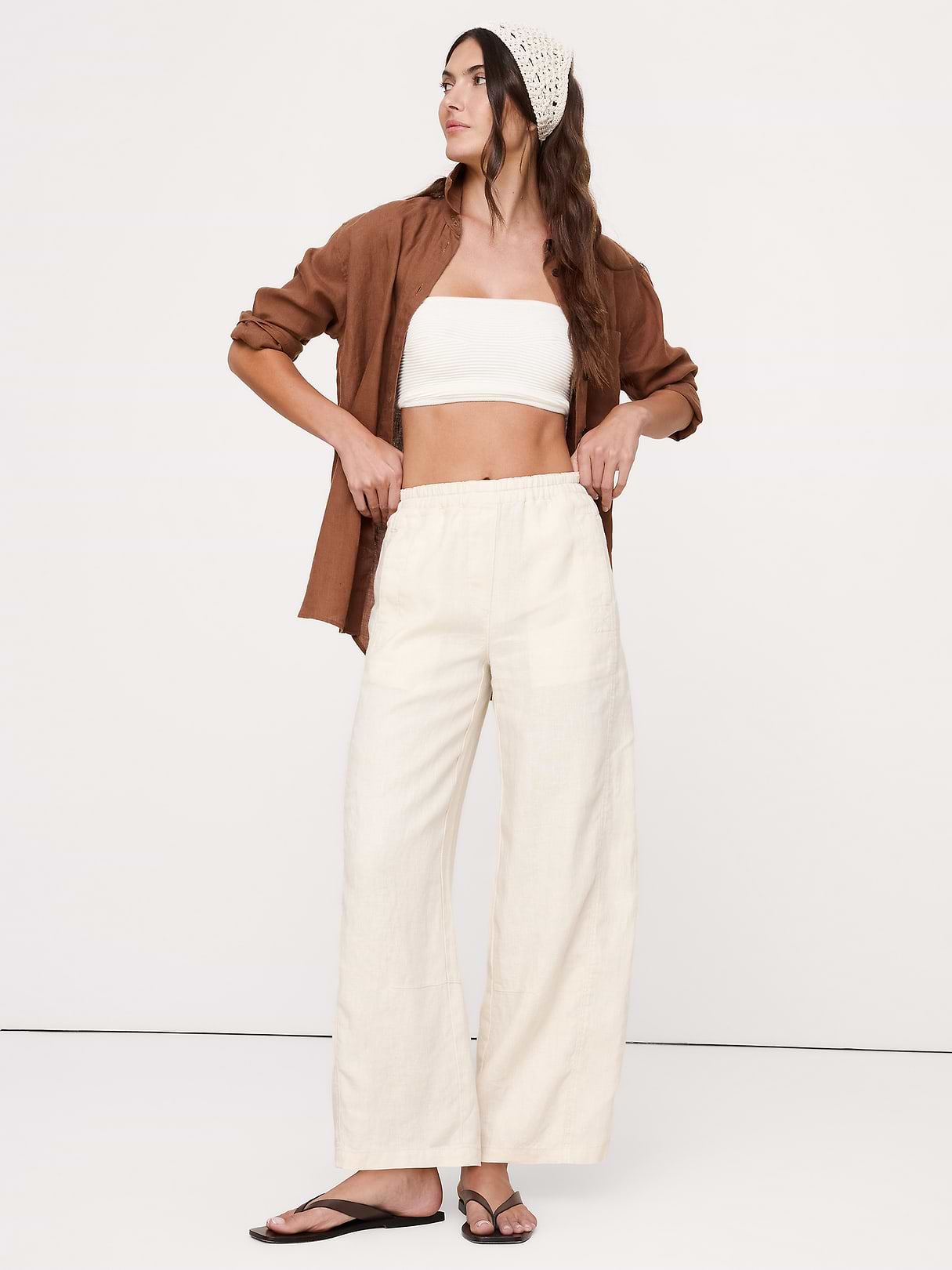 パンツ BANANA REPUBLIC 90s paint splatter chino Mid-Rise Relaxed Painter Pull-On Pant in Linen | Banana Republic