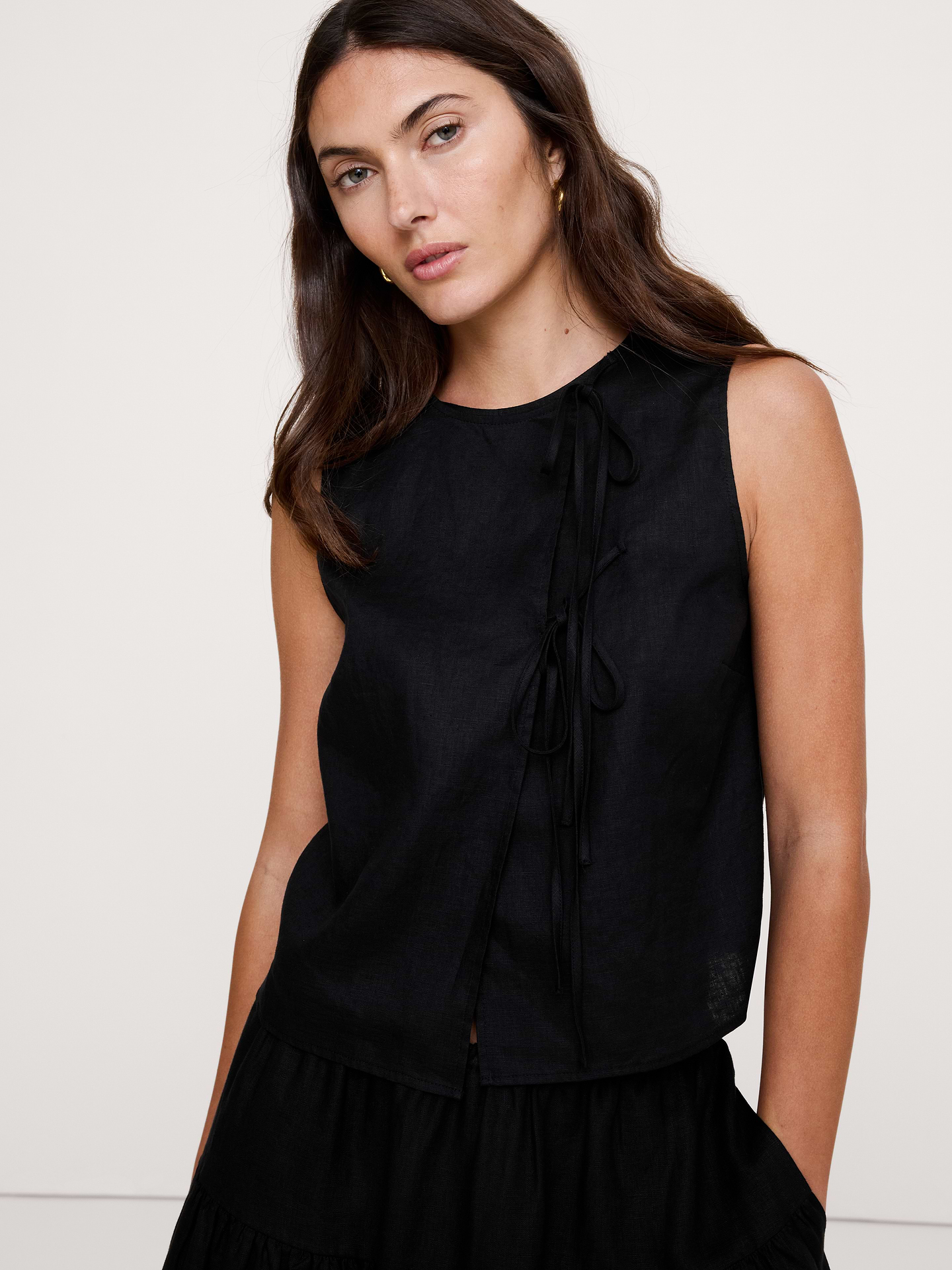 Image number 8 showing, Linen Double-Tie Tank