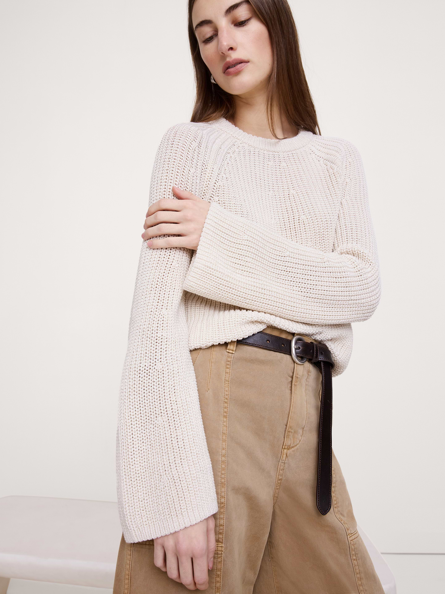 Image number 5 showing, Cotton Flare-Sleeve Sweater