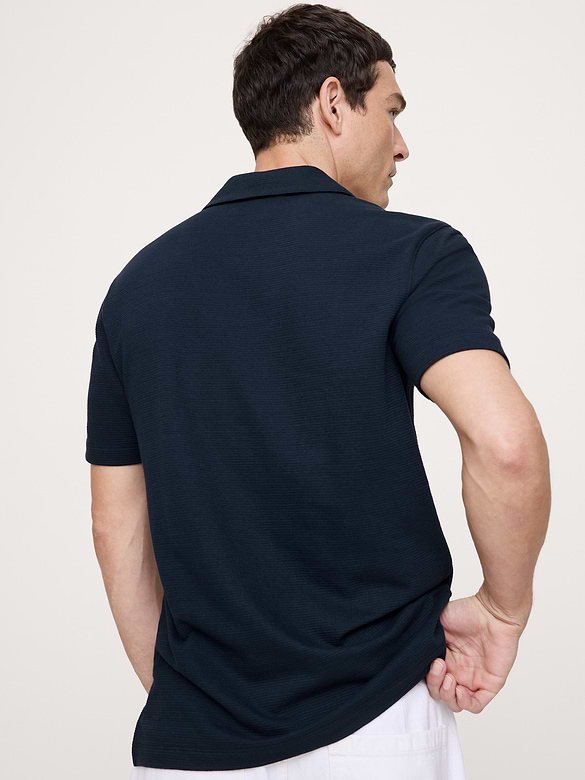Mesh Johnny-Collar Polo